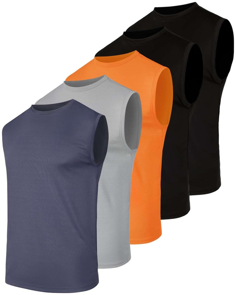 REALESSENTIALS Real Essentials 5 Pack: Men's Mesh Active Athletic Tech Tank Top - Workout & Training Activewear (Available in Big & Tall),Set 7-XL - Image 1